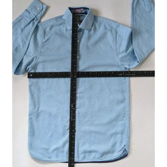 Luchiano Visconti Cotton Striped Dress Shirt Size 18 Neck Blue - Picture 4 of 5